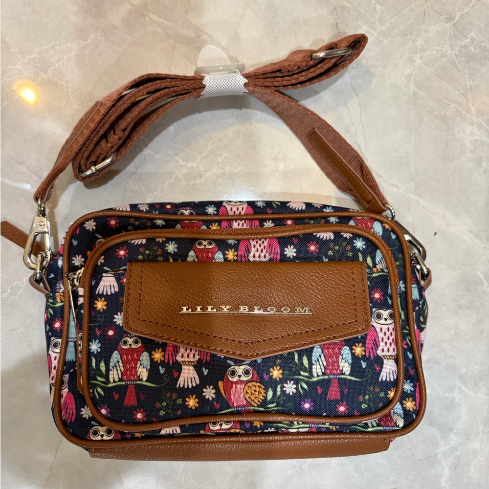 Lily Bloom Colorful Owl Print Crossbody Bag